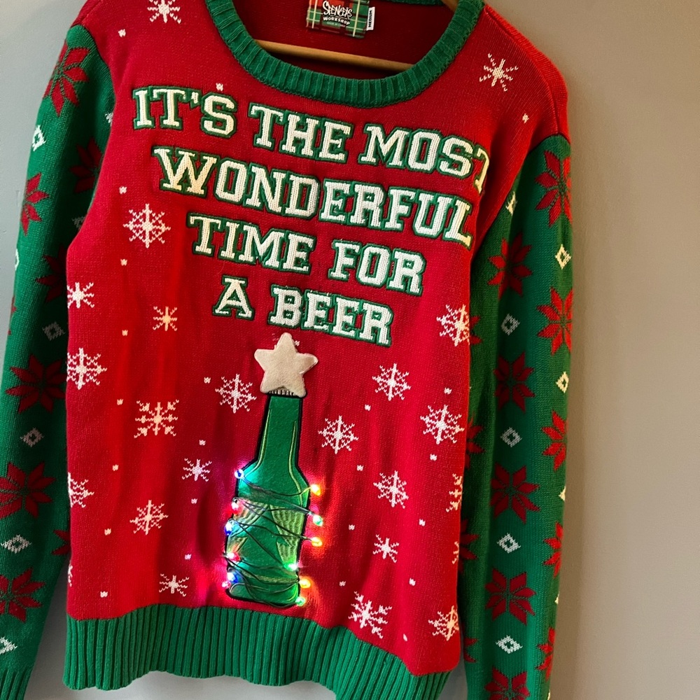 Christmas light up beer sweater. Size small